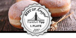Die Leser von frankfurt-tipp.de haben unsere Kreppel zum dritten Mal als die Besten im Rhein-Main-Gebiet gewählt.